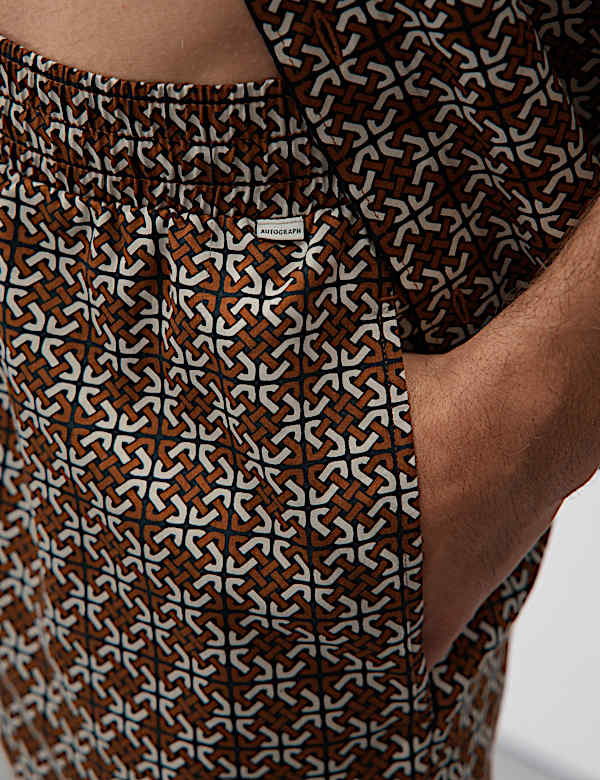 Cotton Rich Geometric Print Pyjama Shorts