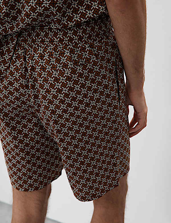 Cotton Rich Geometric Print Pyjama Shorts