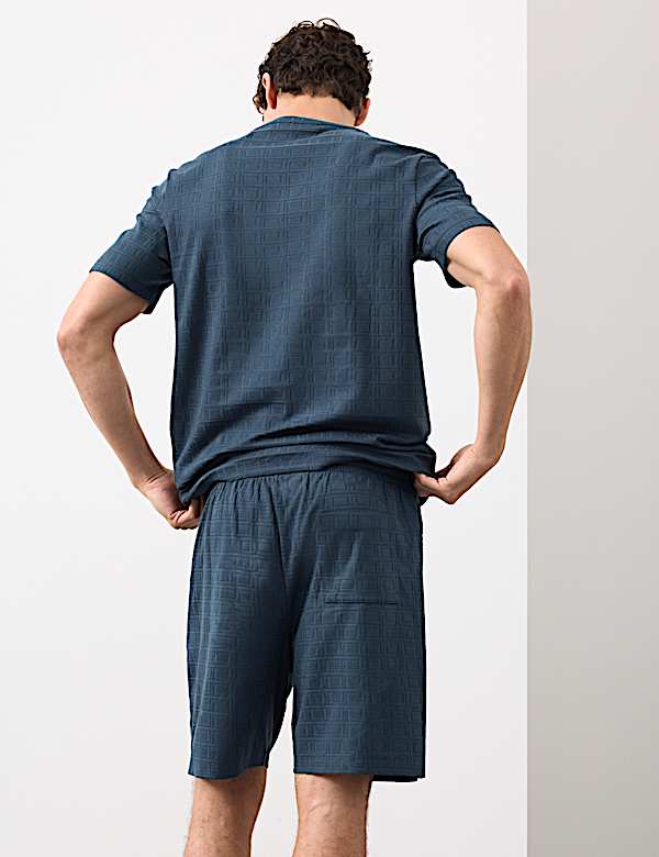 מכנסי פיג'מה קצרים מבד ג'קארד עשיר בכותנת סופימה - IL