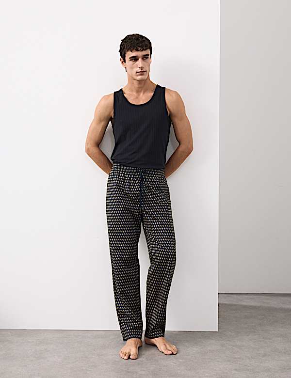 Cotton Rich Geometric Print Pyjama Bottoms - DK
