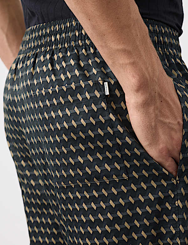 Cotton Rich Geometric Print Pyjama Bottoms - DK
