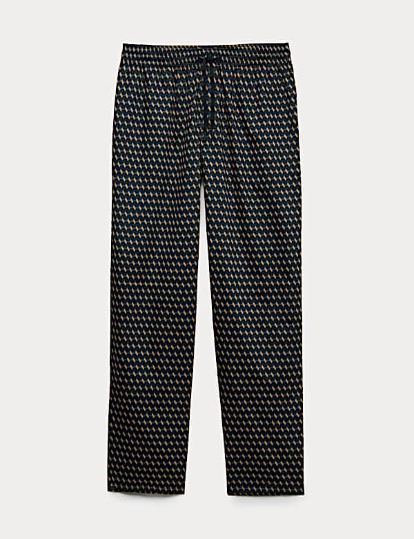 Cotton Rich Geometric Print Pyjama Bottoms - DK