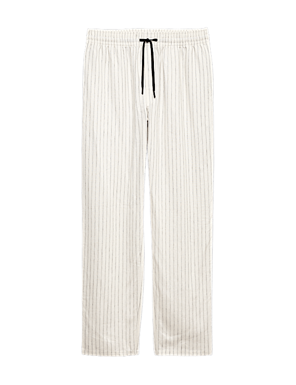 Linen Rich Striped Pyjama Bottoms