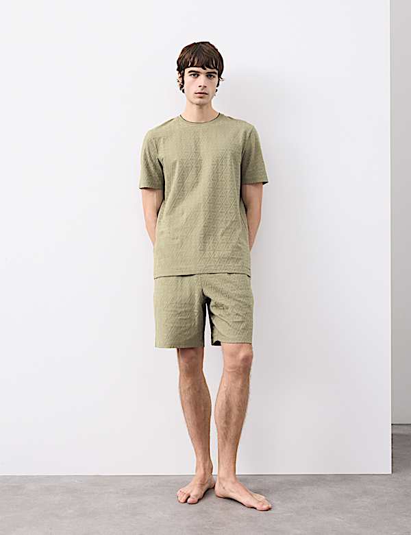 Cotton Rich Jacquard Pyjama Shorts - AU