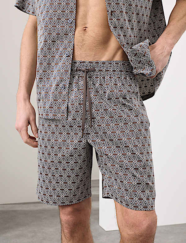Cotton Rich Printed Pyjama Shorts