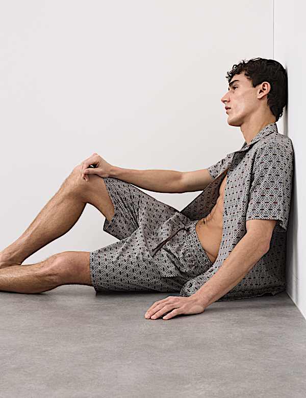 Cotton Rich Printed Pyjama Shorts