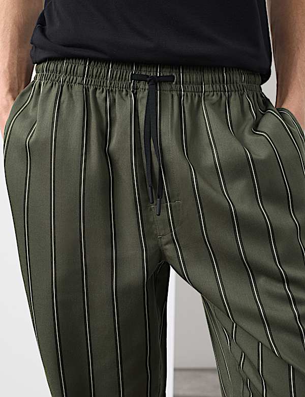 Pure Lyocell Slim Fit Striped Pyjama Bottoms - US