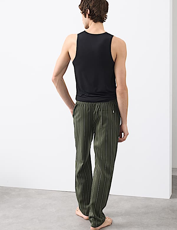 Pure Lyocell Slim Fit Striped Pyjama Bottoms - US