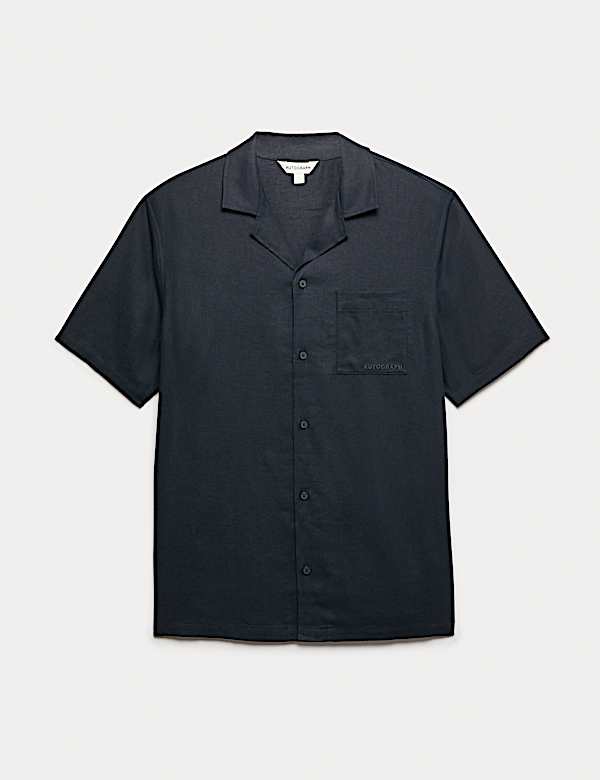 Linen Blend Revere Pyjama Top - LT