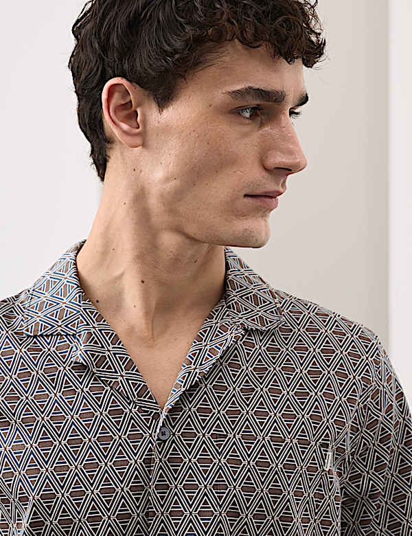 חולצת פיג'מה מבד עשיר בכותנה בהדפס - IL