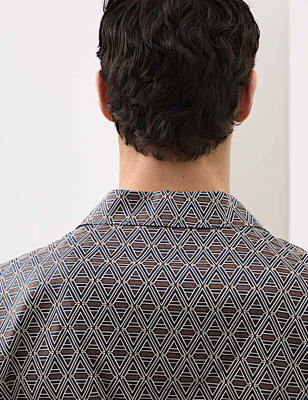 חולצת פיג'מה מבד עשיר בכותנה בהדפס - IL