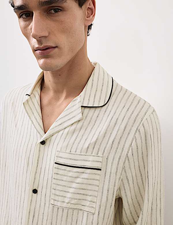 G&oacute;ra od piżamy w paski z przewagą lnu - PL