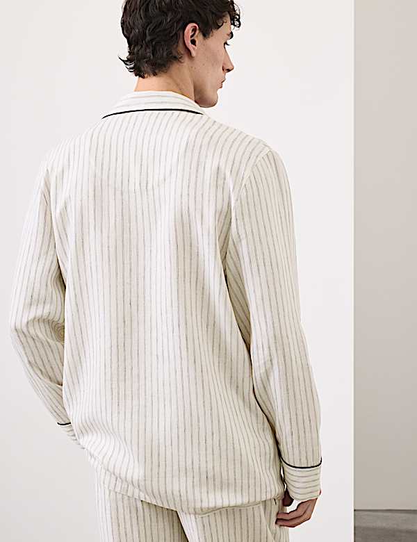 G&oacute;ra od piżamy w paski z przewagą lnu - PL