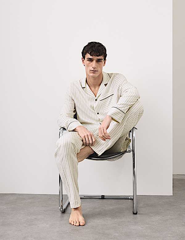 G&oacute;ra od piżamy w paski z przewagą lnu - PL