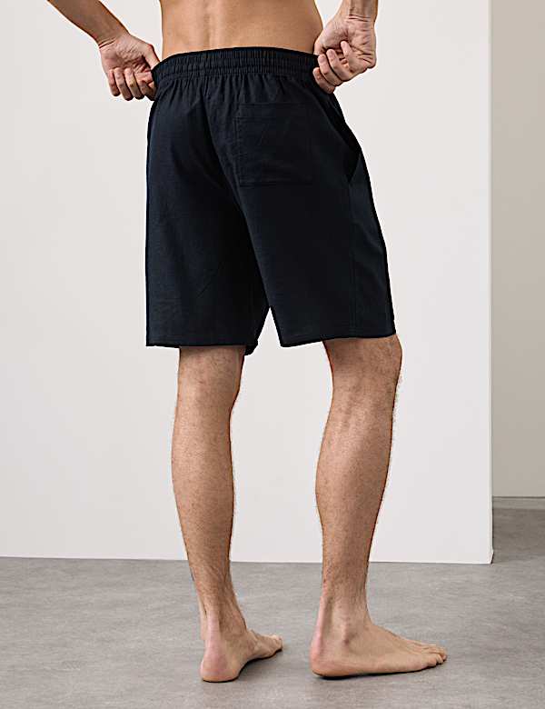 מכנסי פיג'מה קצרים מבד עשיר בפשתן - IL