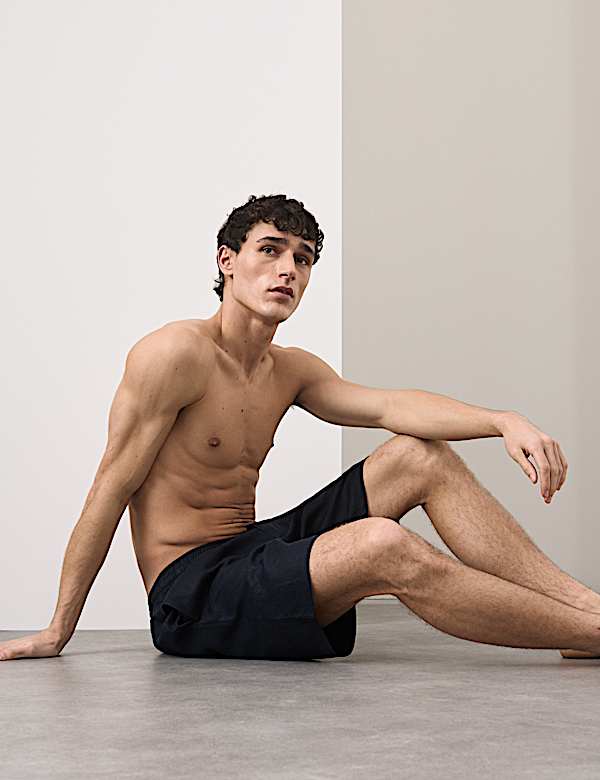 מכנסי פיג'מה קצרים מבד עשיר בפשתן - IL