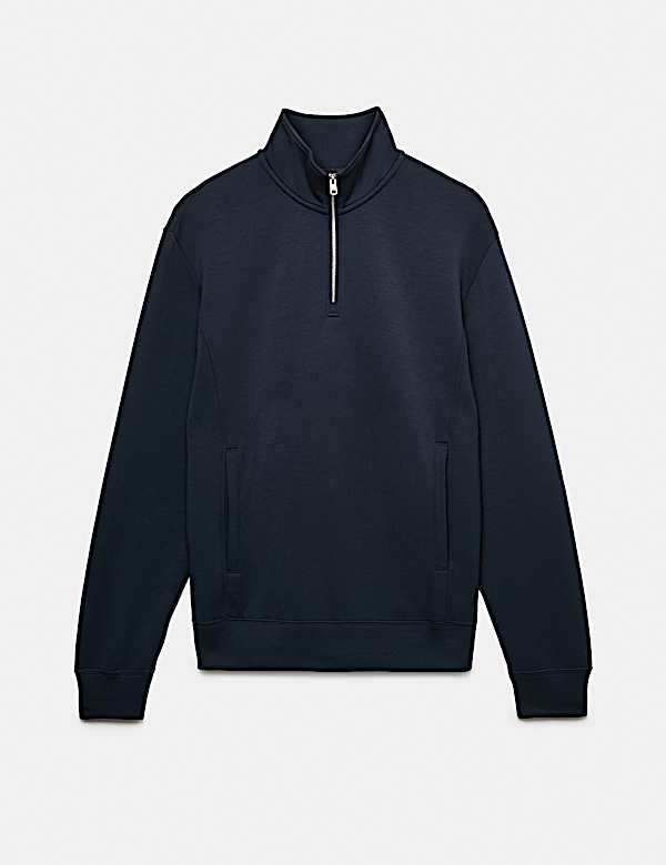 Modal Rich Scuba Half Zip Funnel Neck Top - NZ