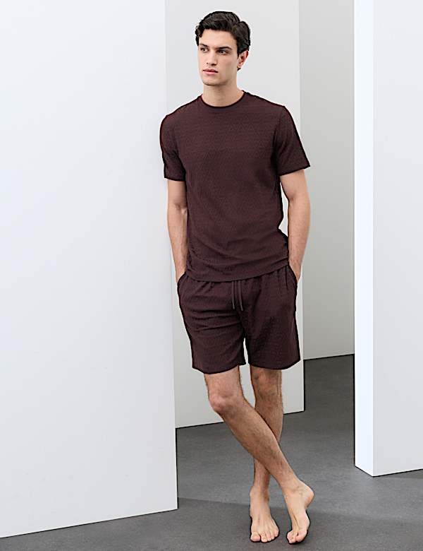 Cotton Rich Jacquard Pyjama Shorts - IL