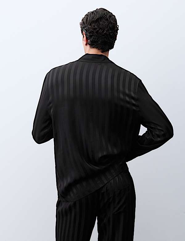 Satin Striped Woven Pyjama Top - NO