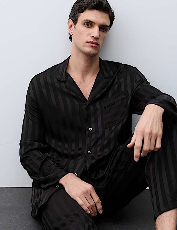 Satin Striped Woven Pyjama Top - NO