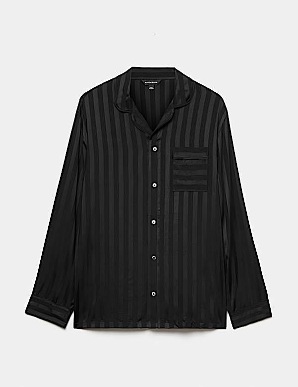 Satin Striped Woven Pyjama Top - NO