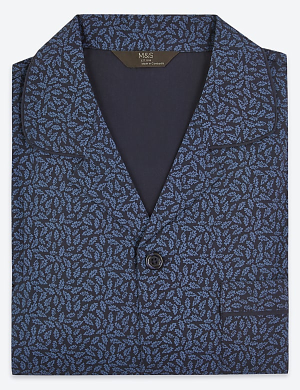 Cotton Blend Leaf Print Pyjama Set