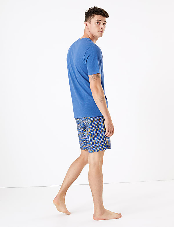 Cotton Mini Checked Pyjama Shorts Set