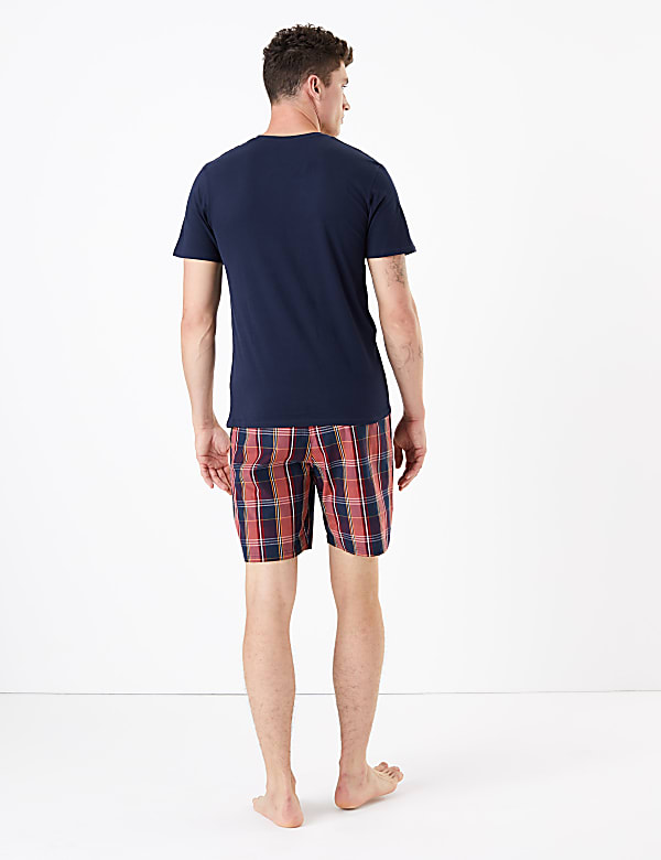 Pure Cotton Checked Pyjama Shorts Set