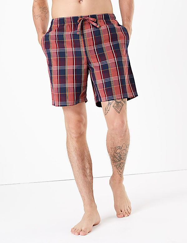 Pure Cotton Checked Pyjama Shorts Set