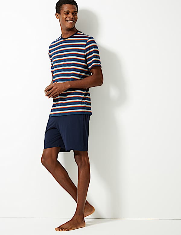 Pure Cotton Striped Pyjama Shorts Set