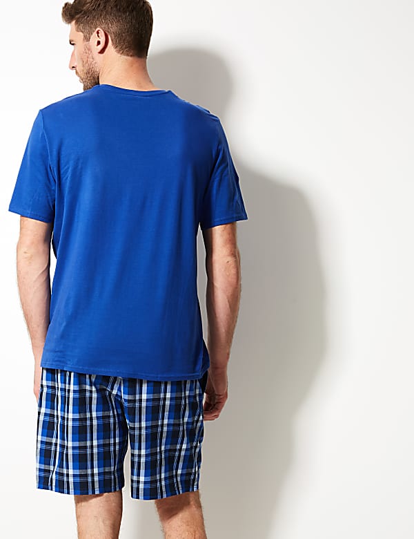 Pure Cotton Checked Pyjama Shorts Set