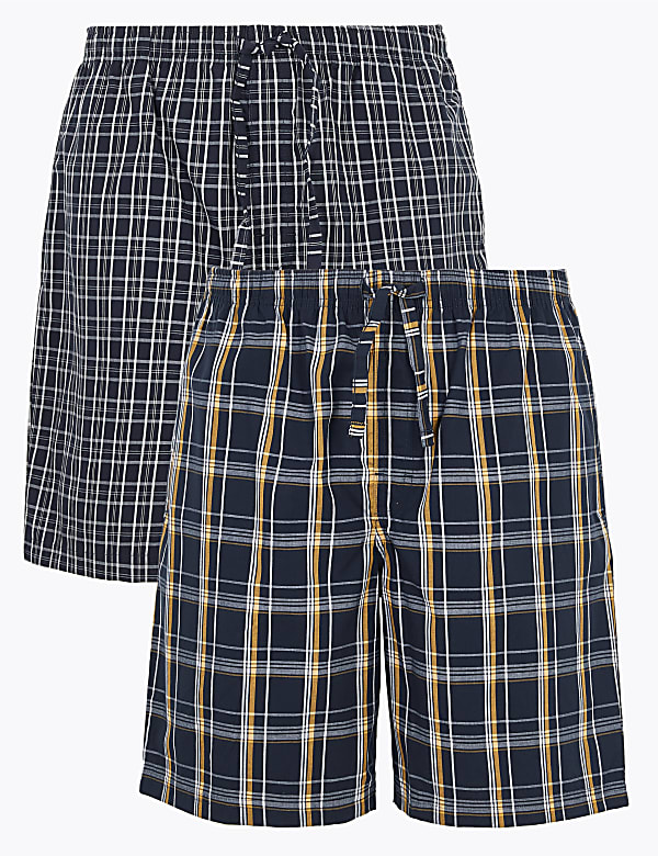 2 Pack Cotton Checked Pyjama Shorts