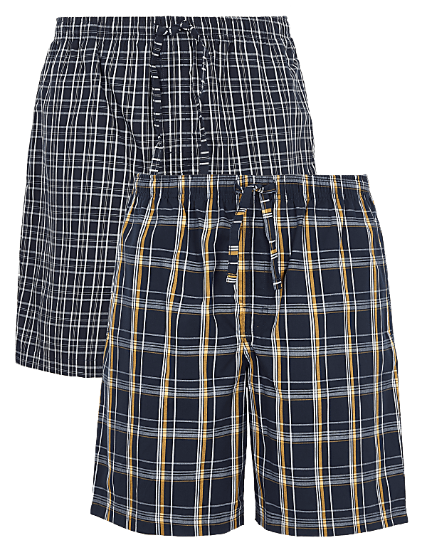 2 Pack Cotton Checked Pyjama Shorts
