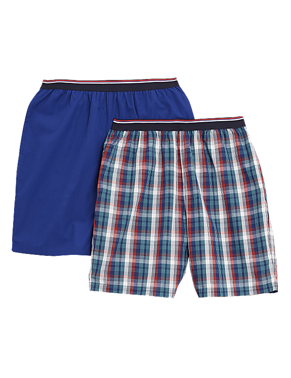 2 Pack Pure Cotton Checked Pyjama Shorts
