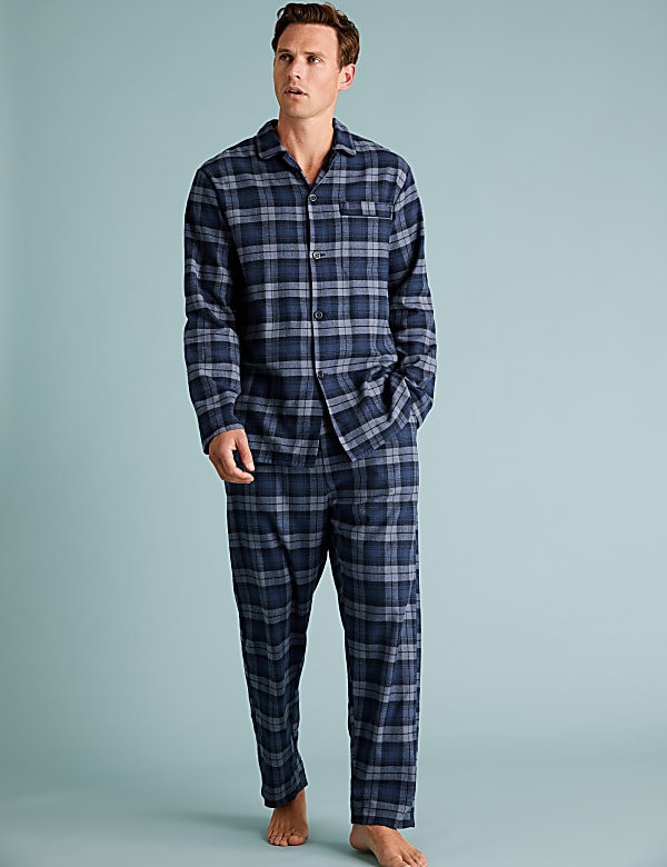 Buy Brushed Cotton Checked Pyjama Set at Marks Spencer