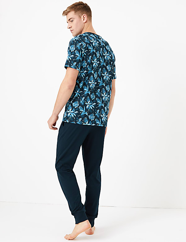 Pure Cotton Leaf Print Pyjama Set