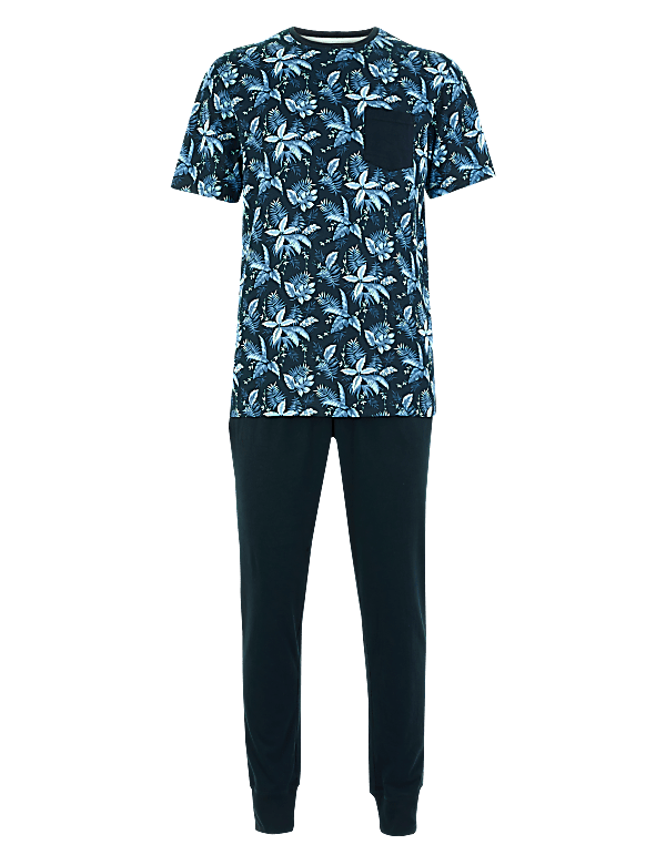 Pure Cotton Leaf Print Pyjama Set