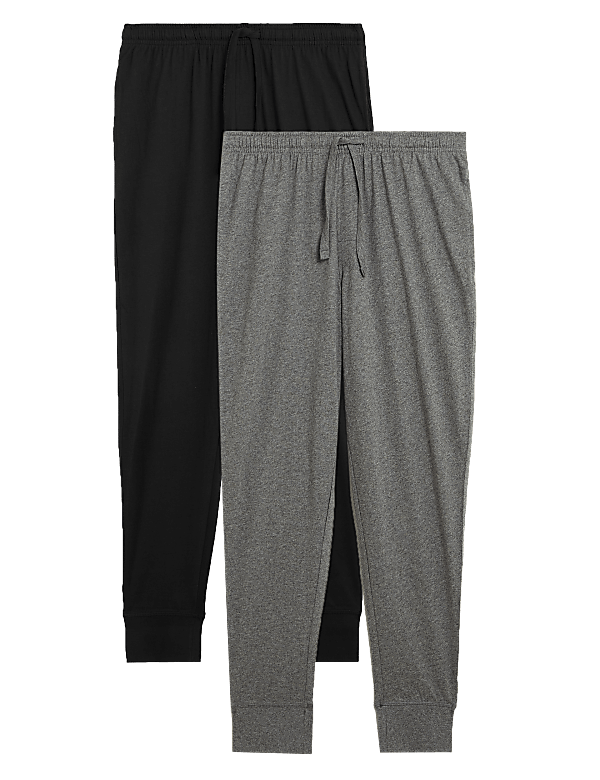 2 Pack Pure Cotton Cuffed Pyjama Bottoms