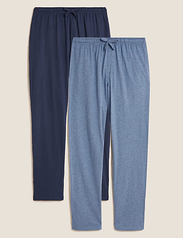 2 Pack Pure Cotton Jersey Pyjama Bottoms