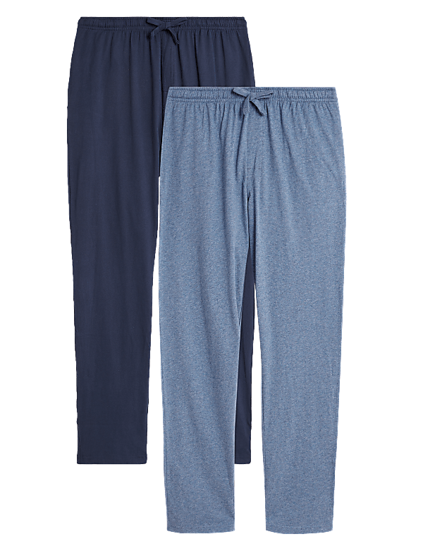 2 Pack Pure Cotton Jersey Pyjama Bottoms