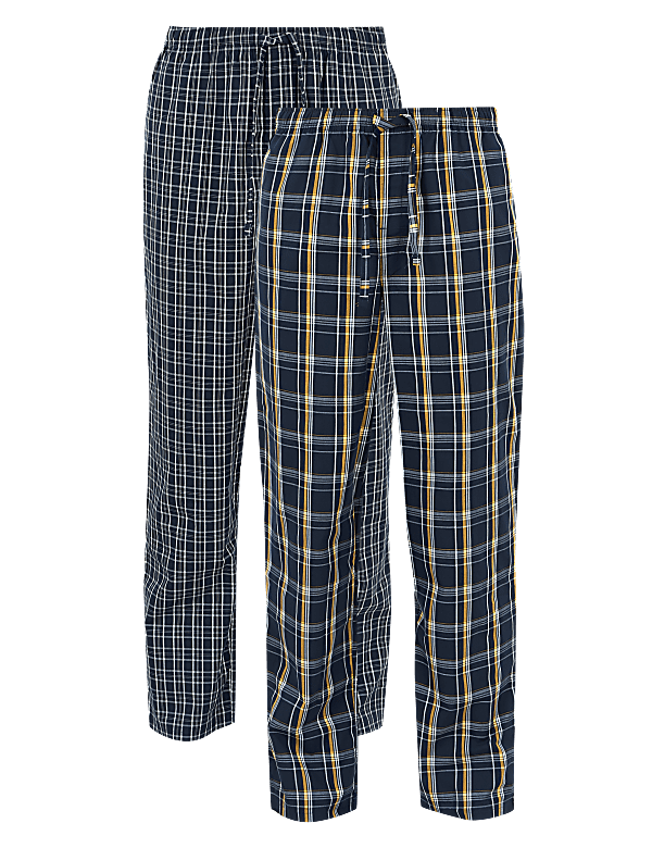 2 Pack Cotton Checked Pyjama Bottoms