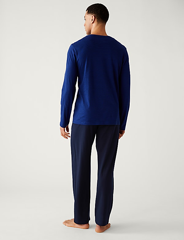Pure Cotton Striped Crew Neck Pyjama Set