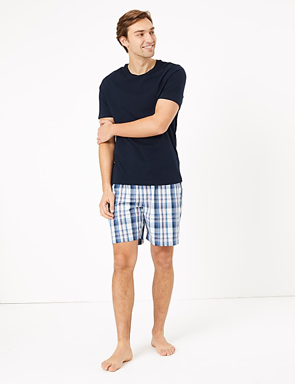 Buy Pure Cotton Checked Pyjama Shorts at Marks Spencer