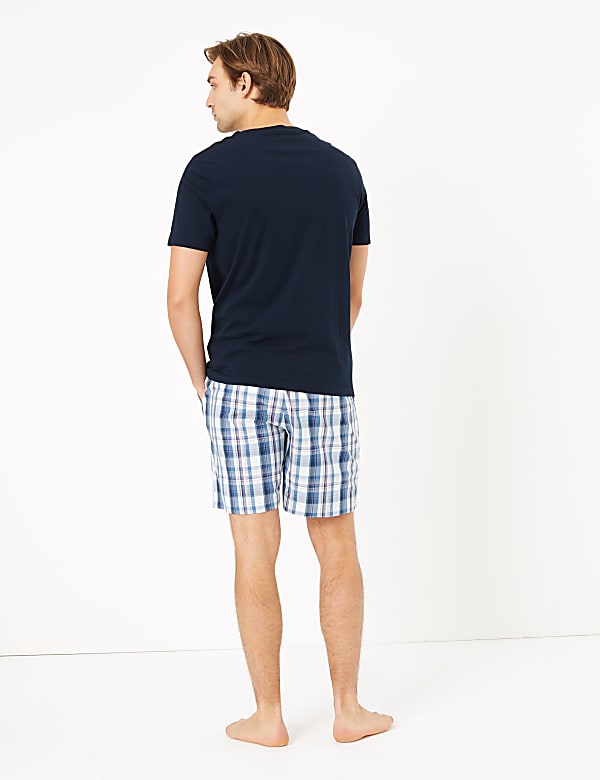 Pure Cotton Checked Pyjama Shorts