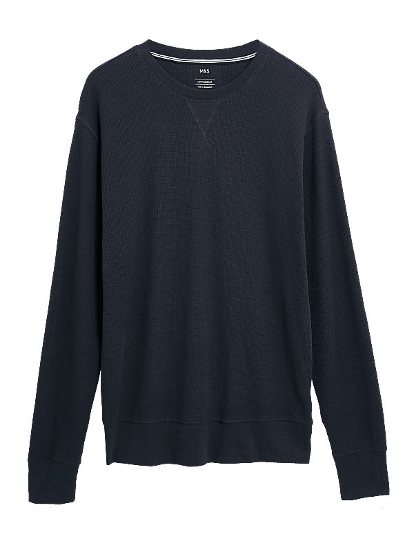Cotton Supersoft Waffle Lounge Sweatshirt