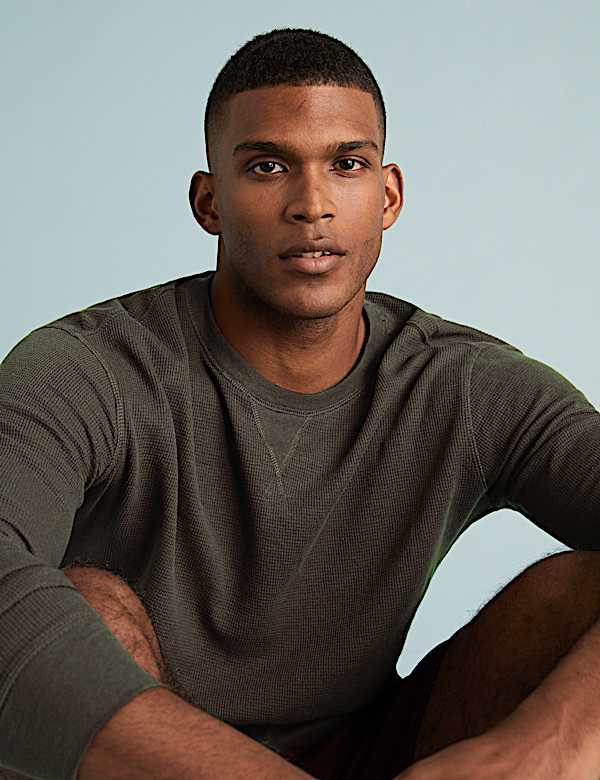 Cotton Supersoft Waffle Lounge Sweatshirt