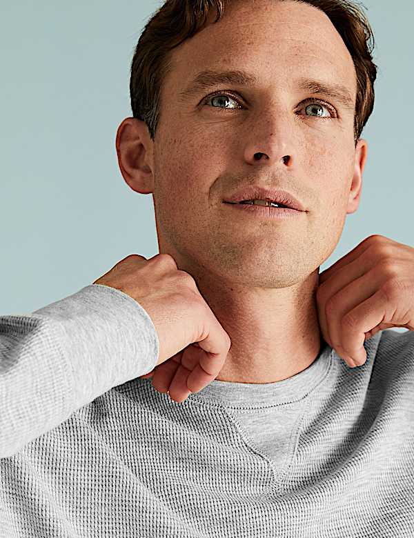 Cotton Supersoft Waffle Lounge Sweatshirt