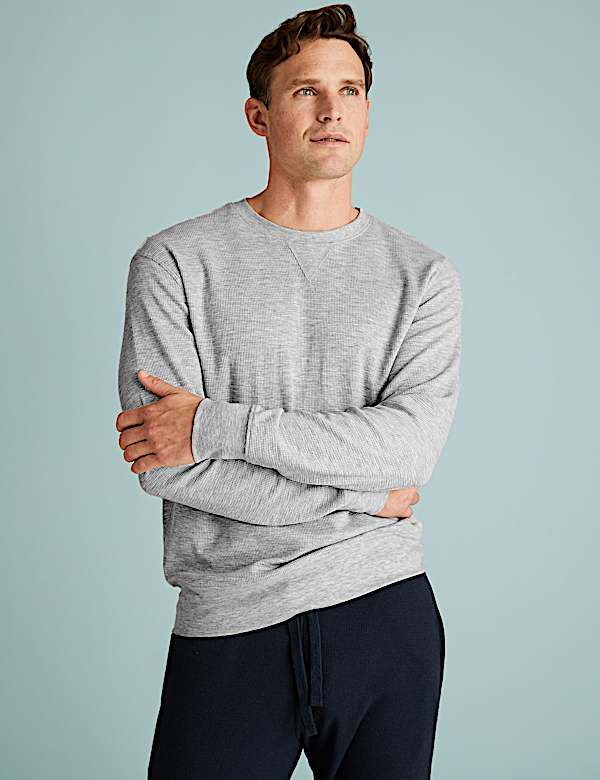 Cotton Supersoft Waffle Lounge Sweatshirt