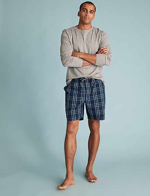 Pure Cotton Checked Loungewear Shorts