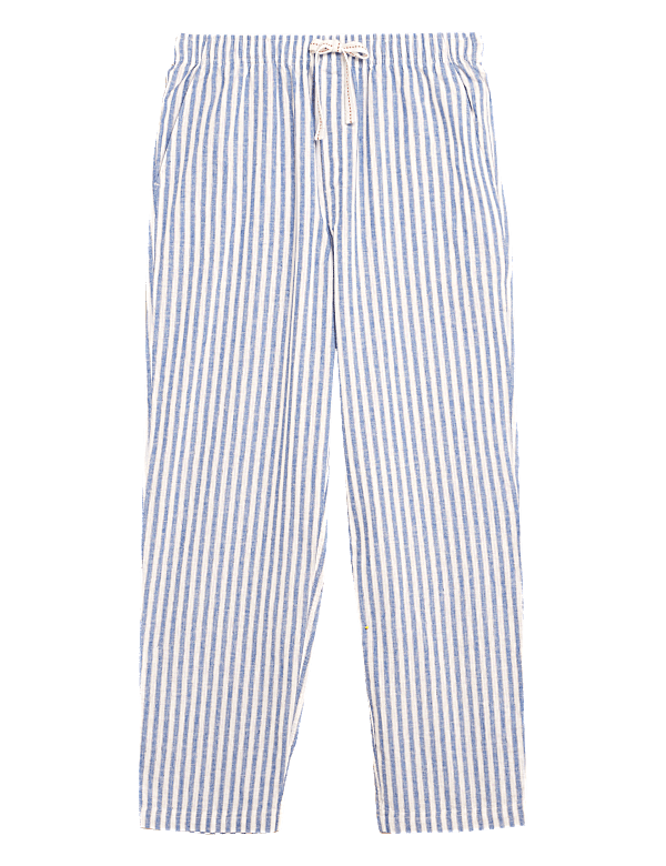 Buy Cotton Linen Striped Pyjama Bottoms at Marks Spencer
